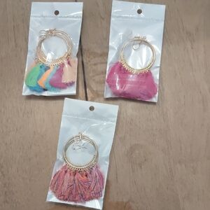 Vibrant Tassel Hoop Earrings Trio